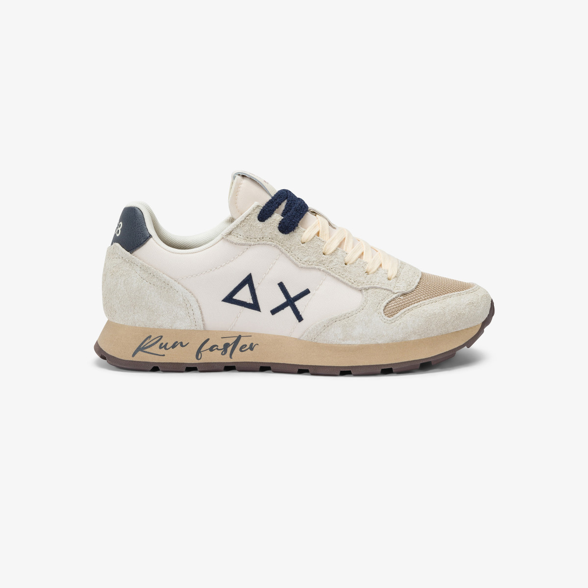 Sneaker Tom Vintage in nylon e suede bianco panna