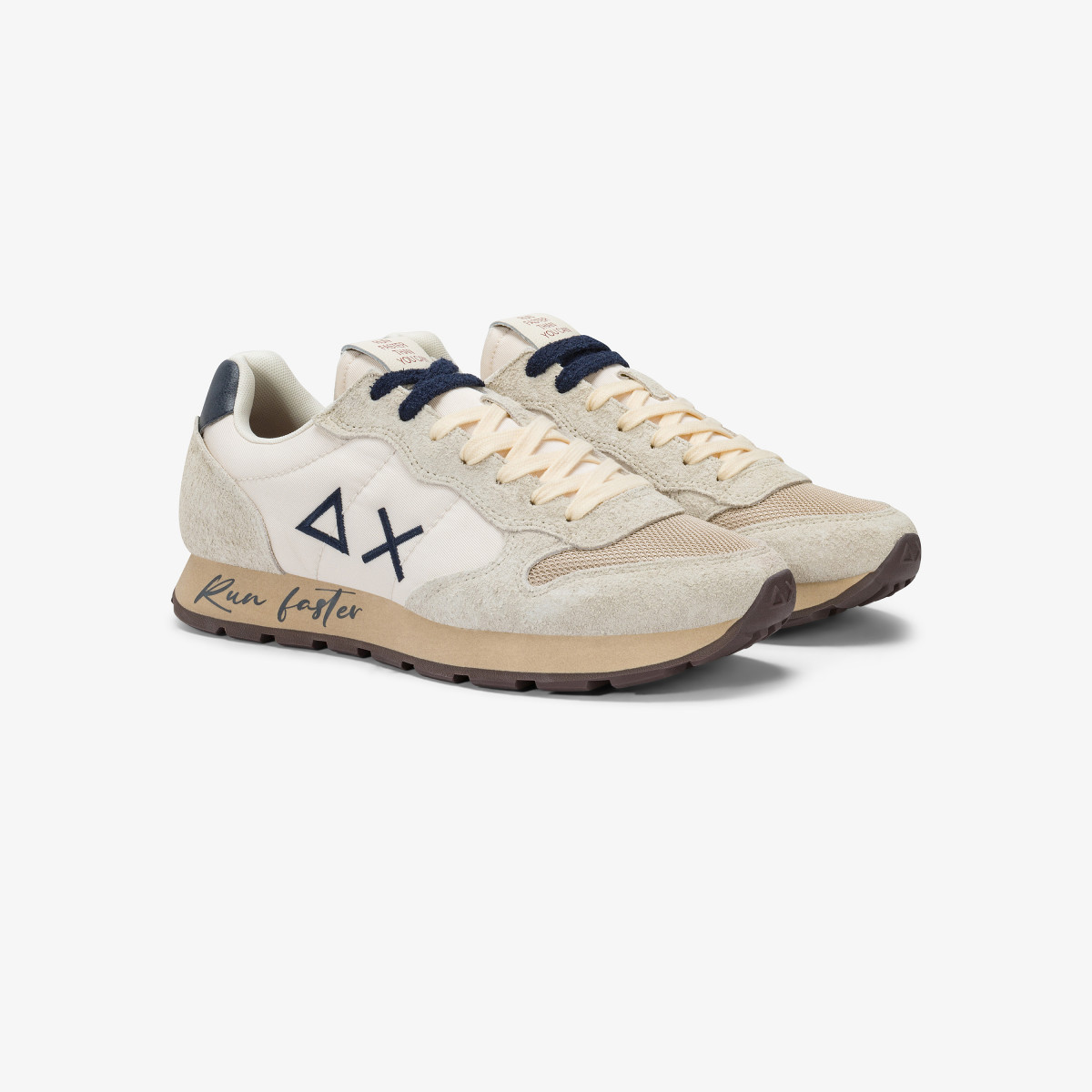 Sneaker Tom Vintage in nylon e suede bianco panna