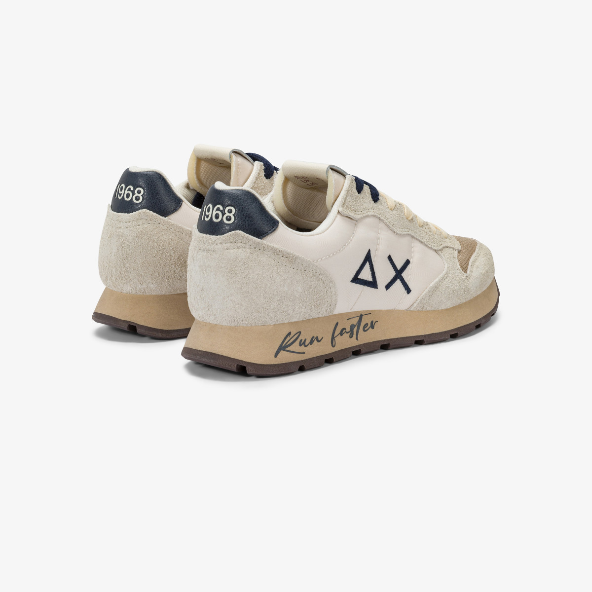 Sneaker Tom Vintage in nylon e suede bianco panna