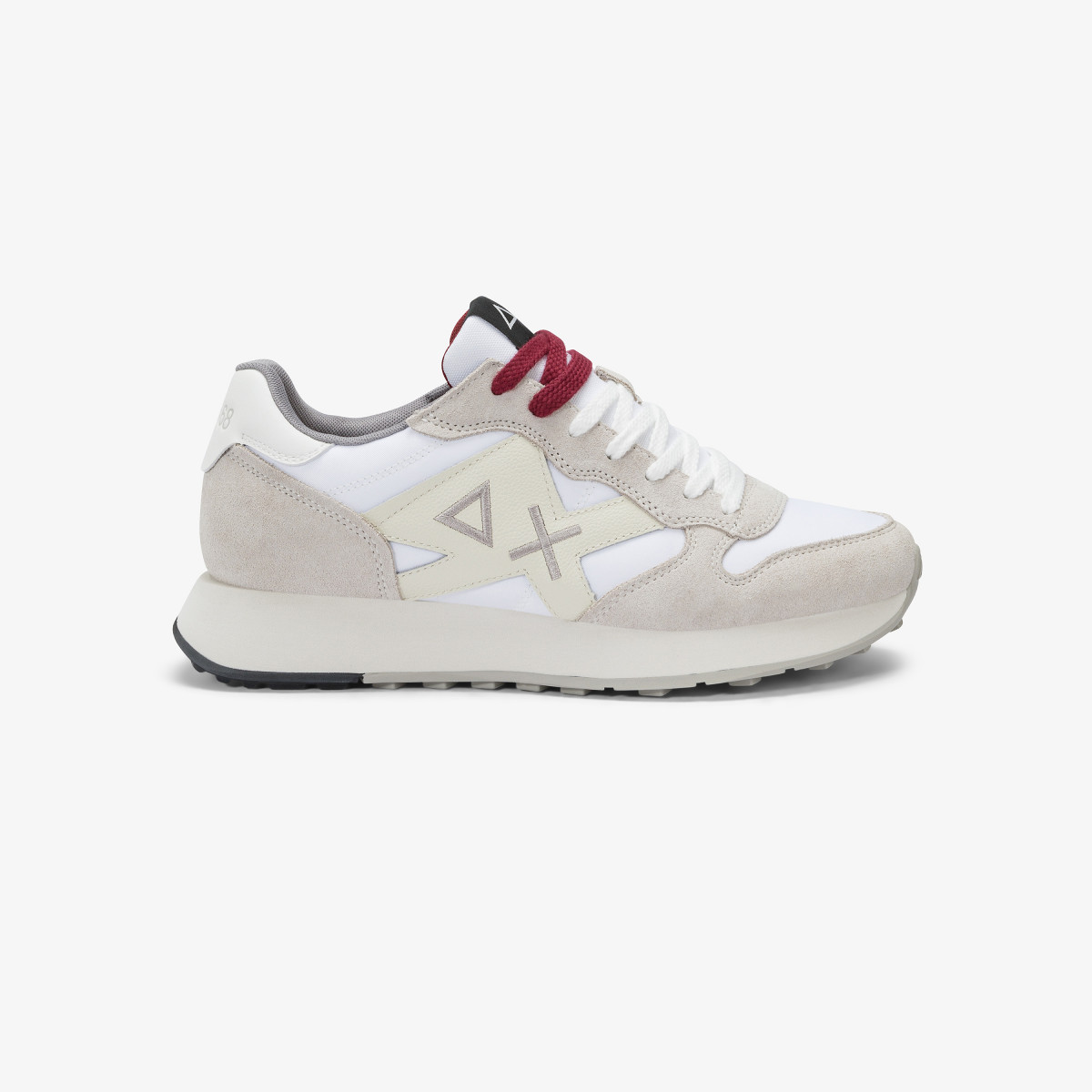 White Jaki Bicolor nylon and suede sneaker