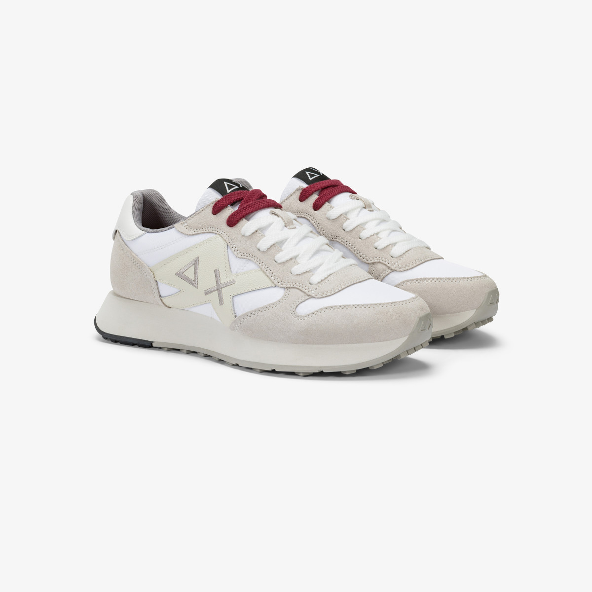 White Jaki Bicolor nylon and suede sneaker