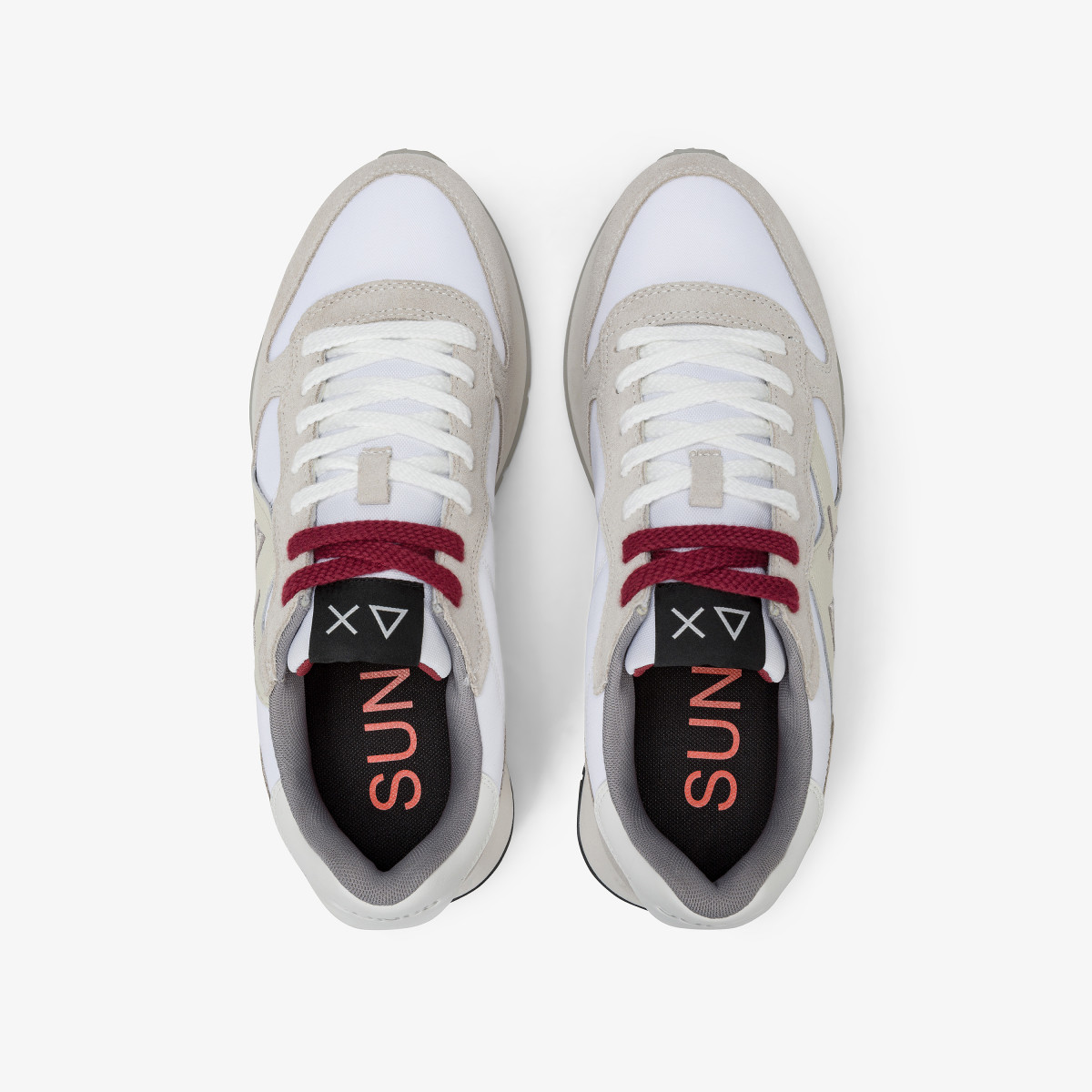 White Jaki Bicolor nylon and suede sneaker