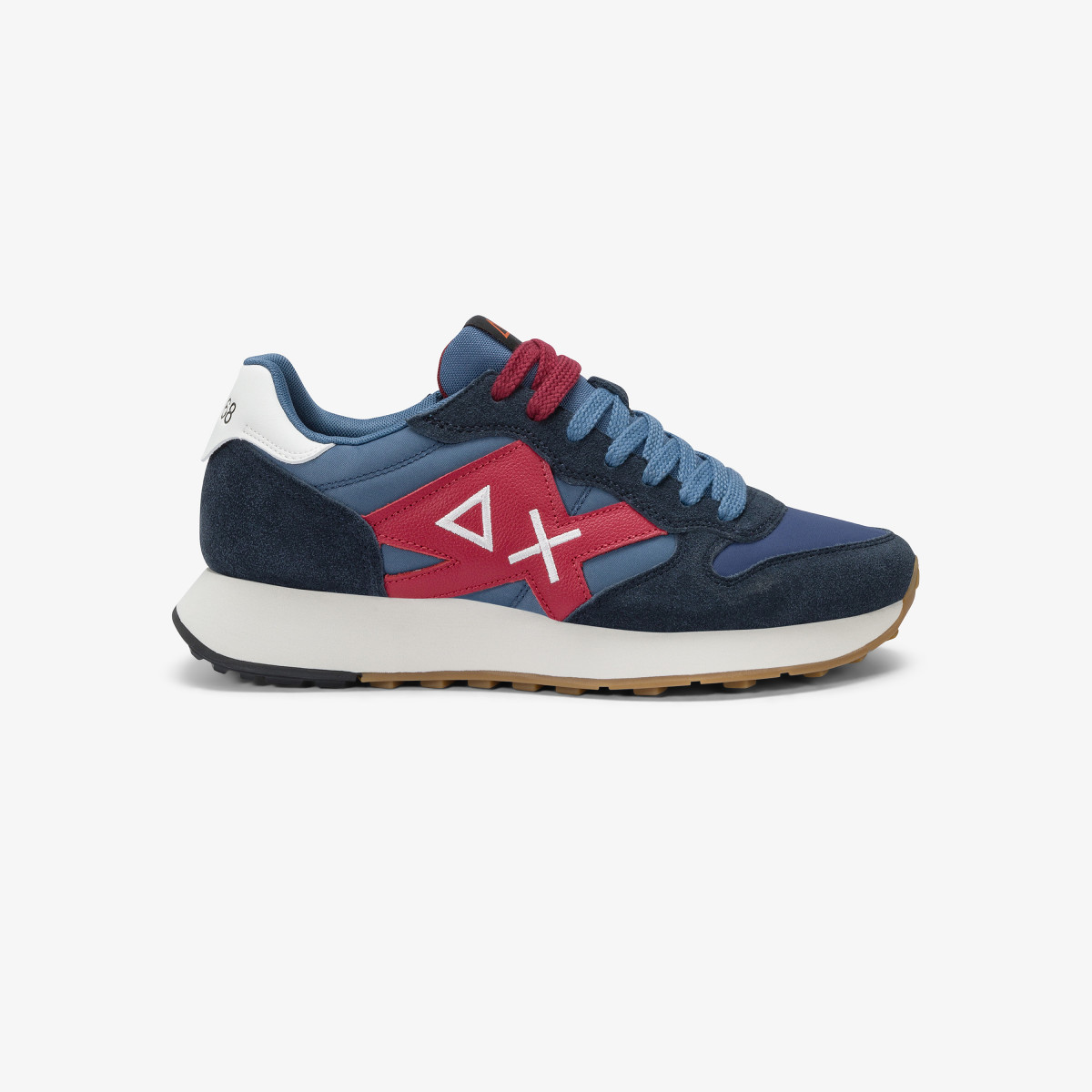 Navy blue Jaki Bicolor nylon and suede sneaker