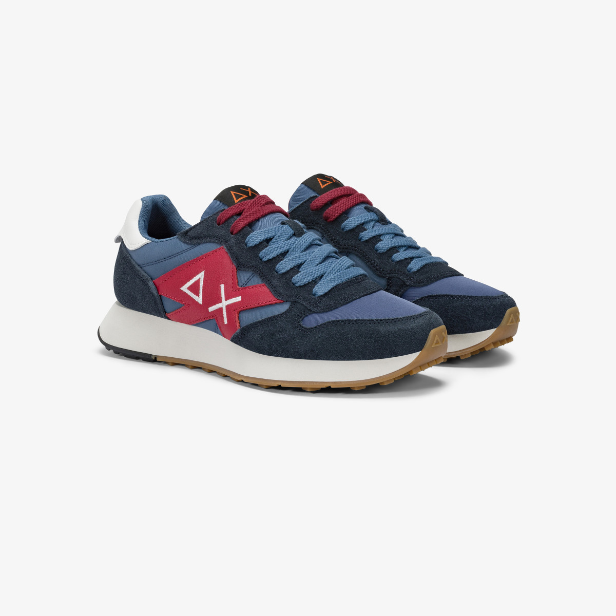 Navy blue Jaki Bicolor nylon and suede sneaker