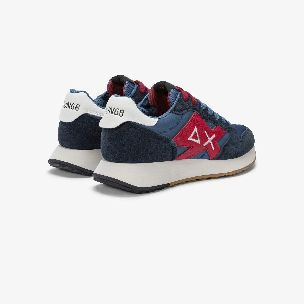 Navy blue Jaki Bicolor nylon and suede sneaker