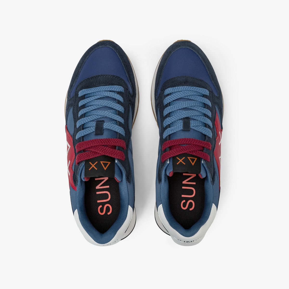 Navy blue Jaki Bicolor nylon and suede sneaker