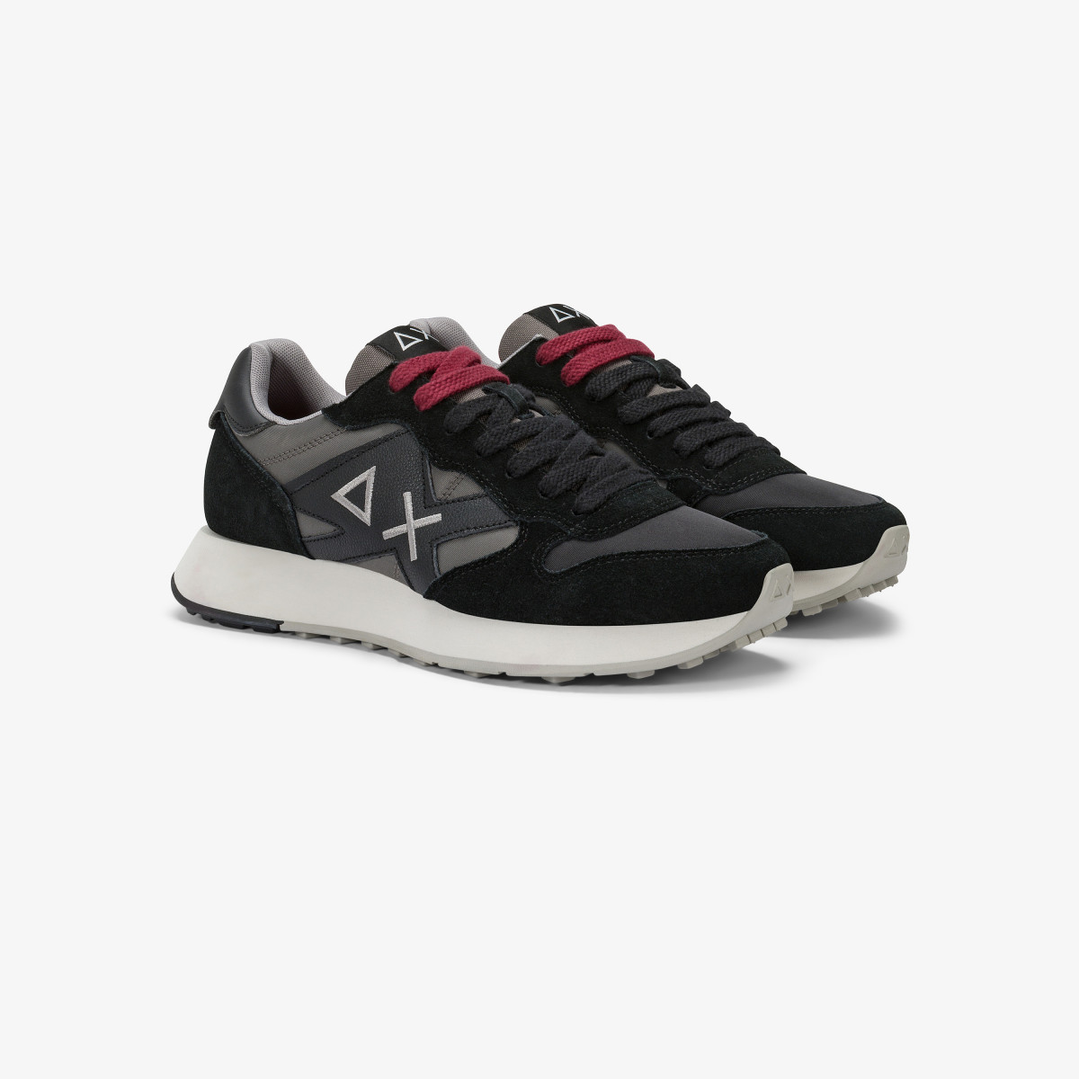 Black Jaki Bicolor nylon and suede sneaker