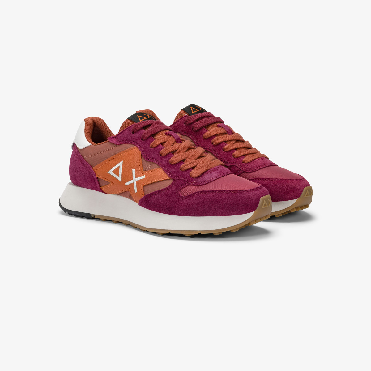 Sneaker Jaki Bicolor in nylon e suede bordeaux
