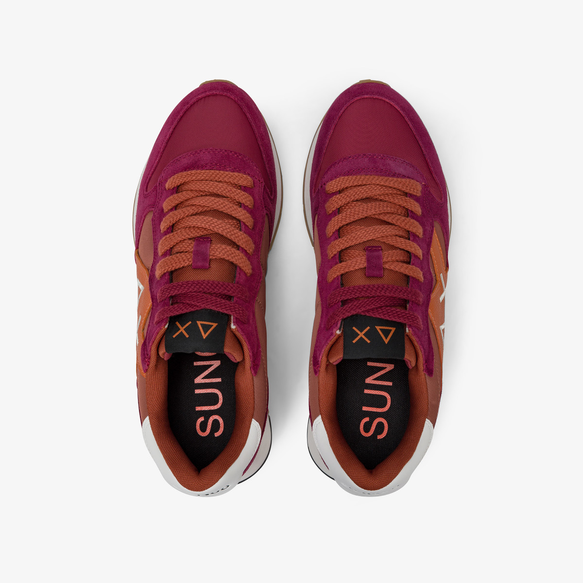 Sneaker Jaki Bicolor in nylon e suede bordeaux