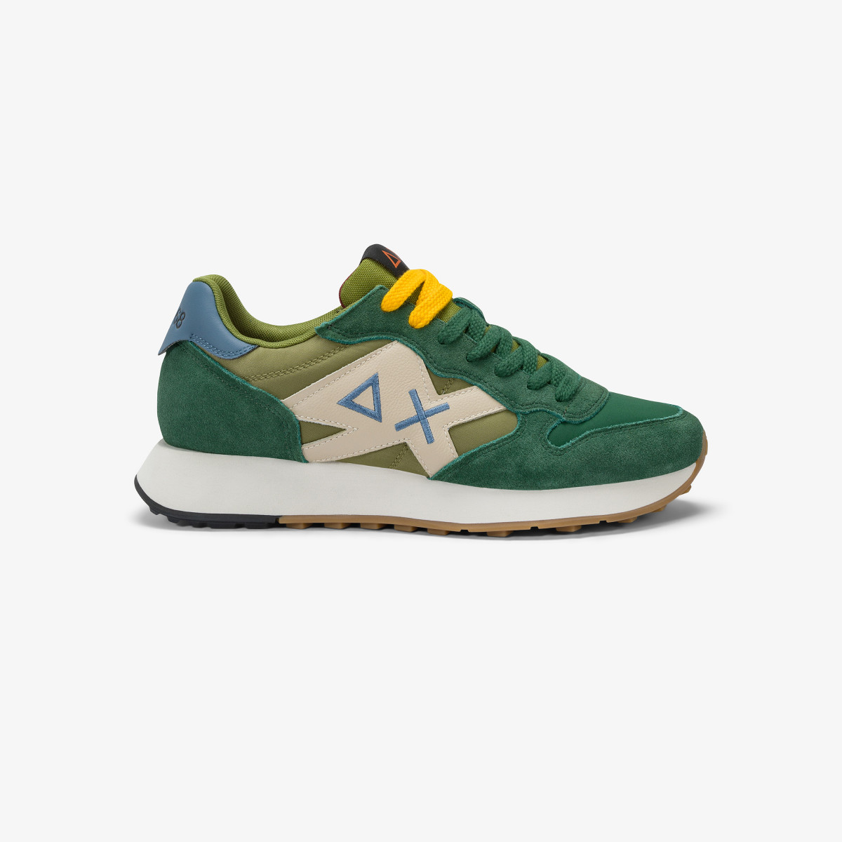 Sneaker Jaki Bicolor in nylon e suede verde scuro