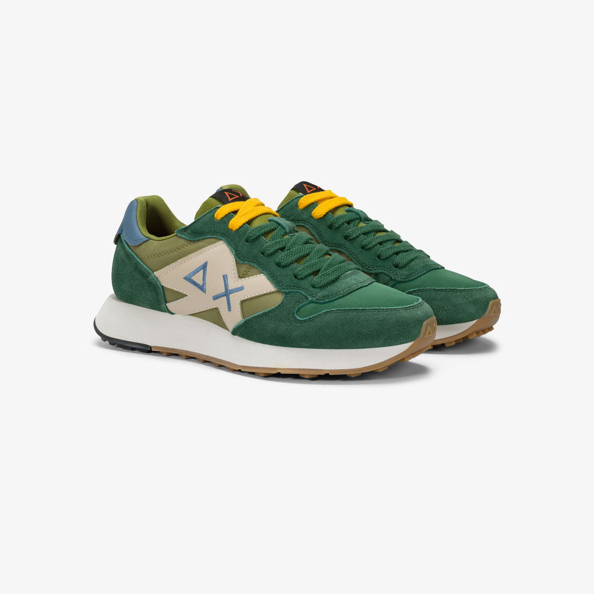 Sneaker Jaki Bicolor in nylon e suede verde scuro