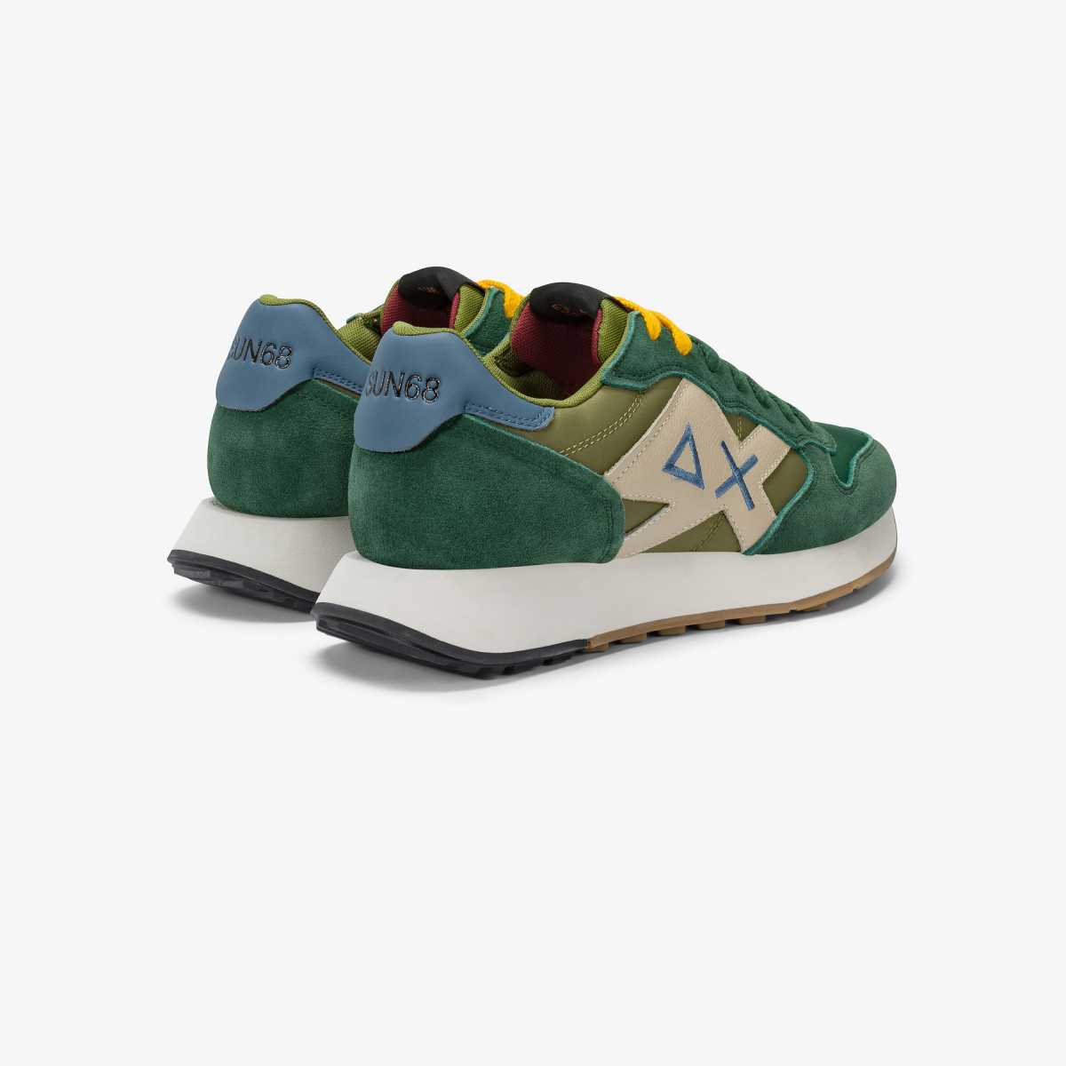 Sneaker Jaki Bicolor in nylon e suede verde scuro