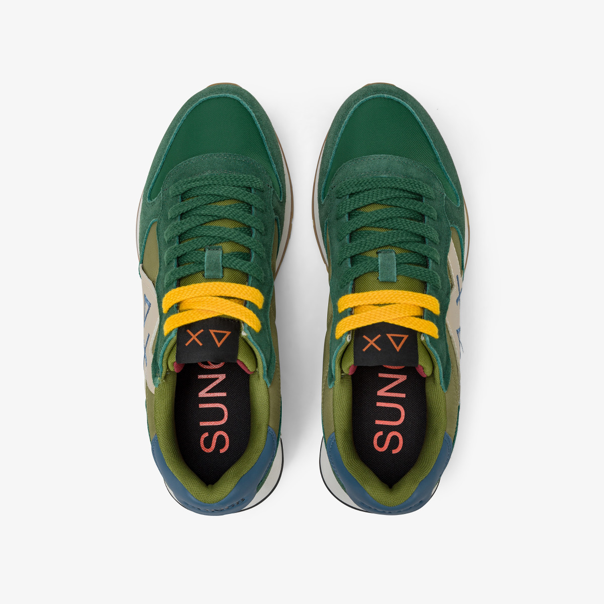 Sneaker Jaki Bicolor in nylon e suede verde scuro