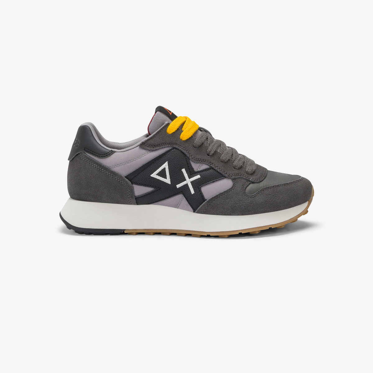 Dark grey Jaki Bicolor nylon and suede sneaker