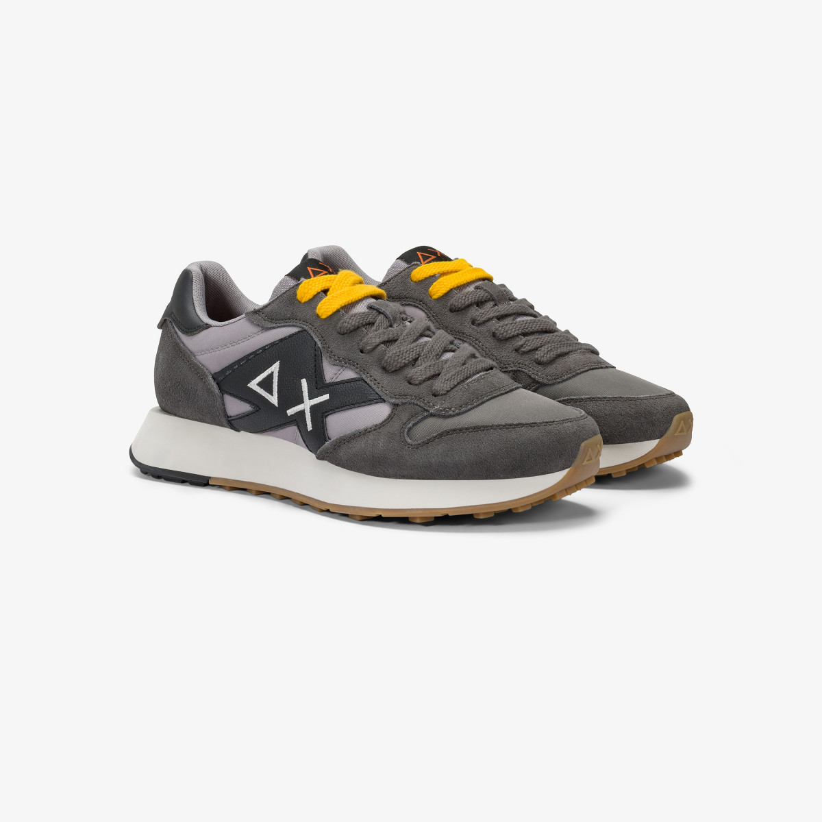 Dark grey Jaki Bicolor nylon and suede sneaker