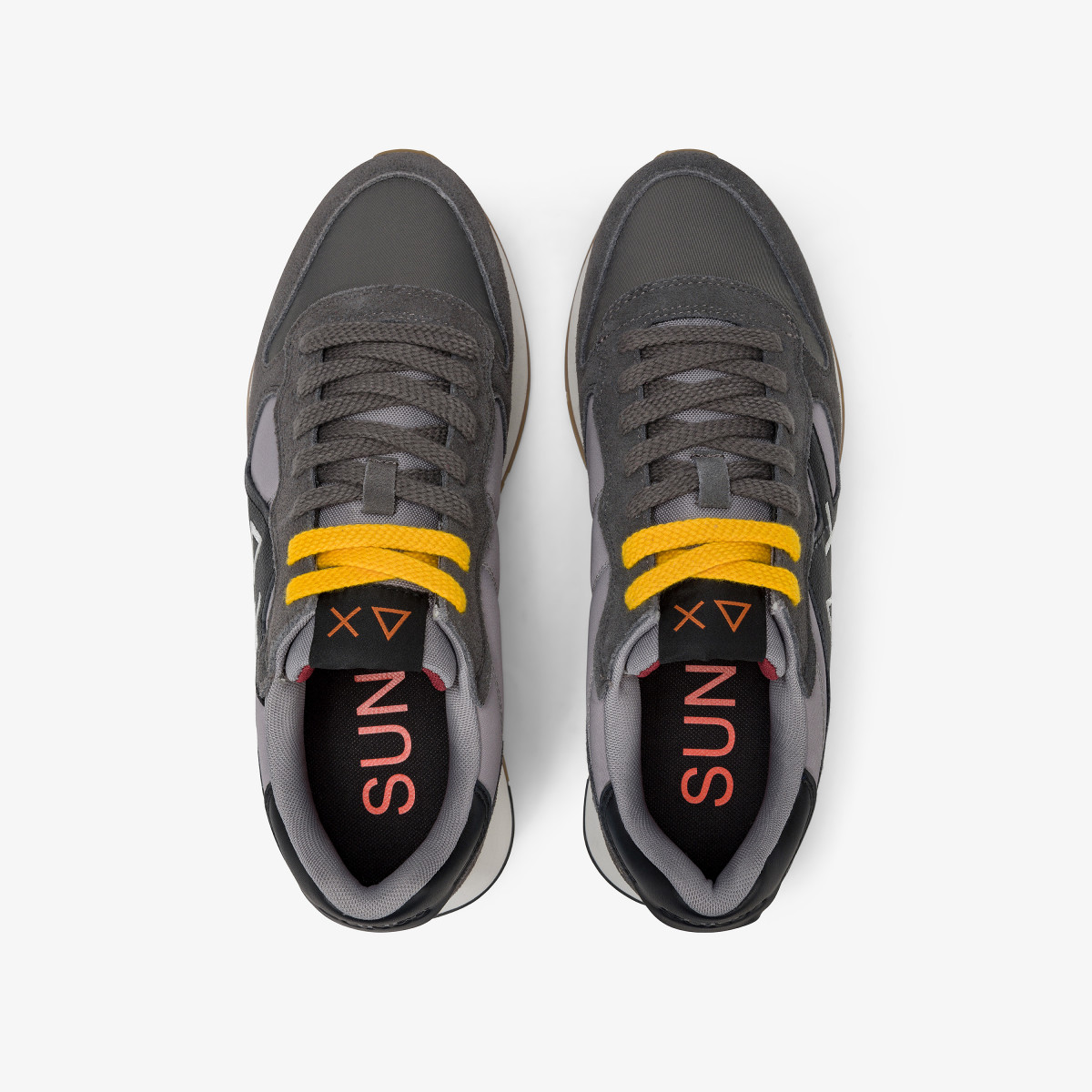 Dark grey Jaki Bicolor nylon and suede sneaker