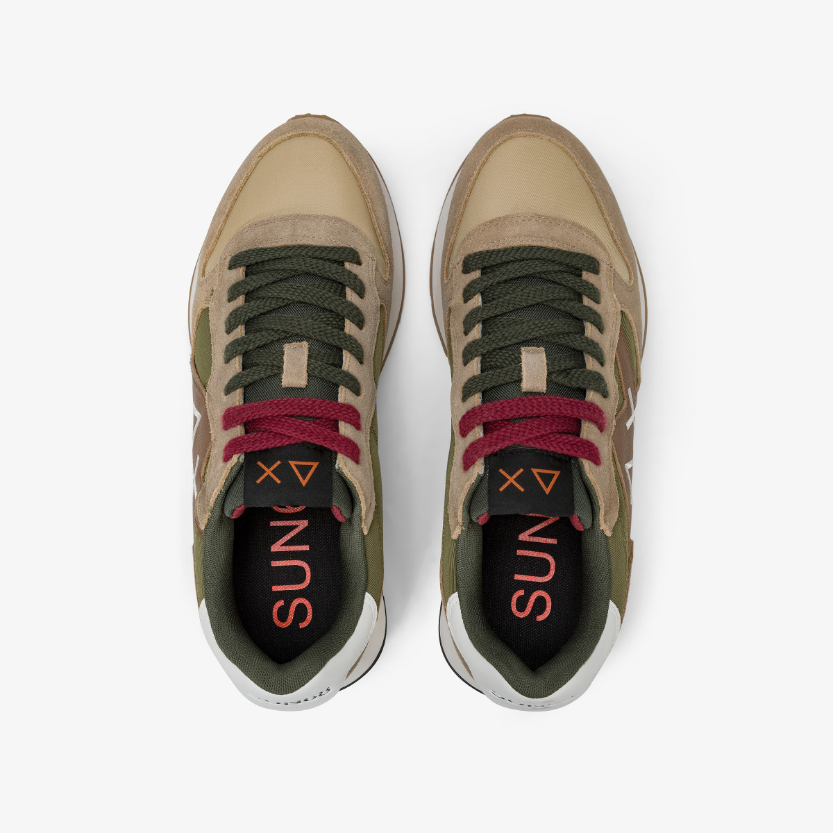 Sneaker Jaki Bicolor in nylon e suede beige scuro