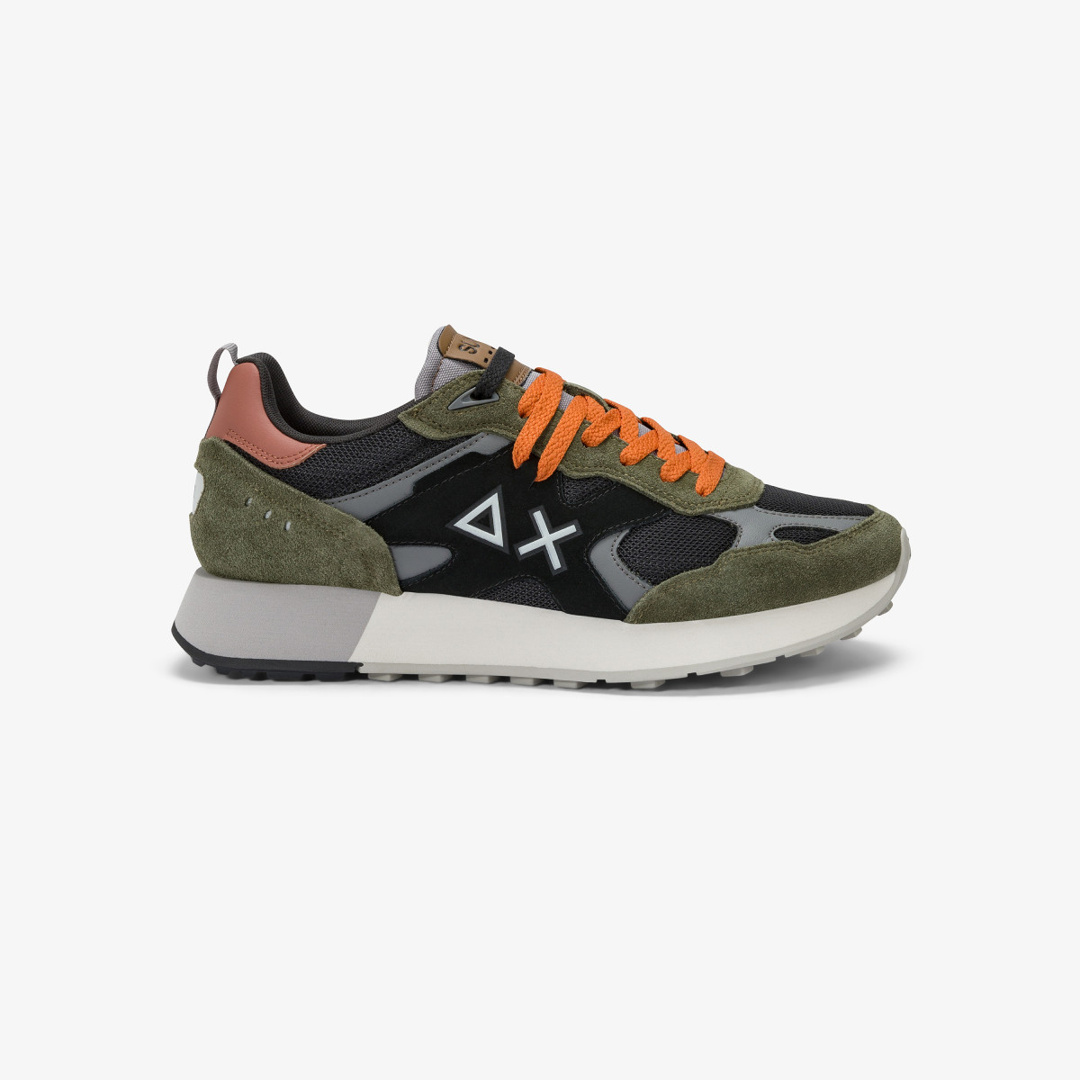 Dark military Jaki Outdoor mesh and suede sneaker