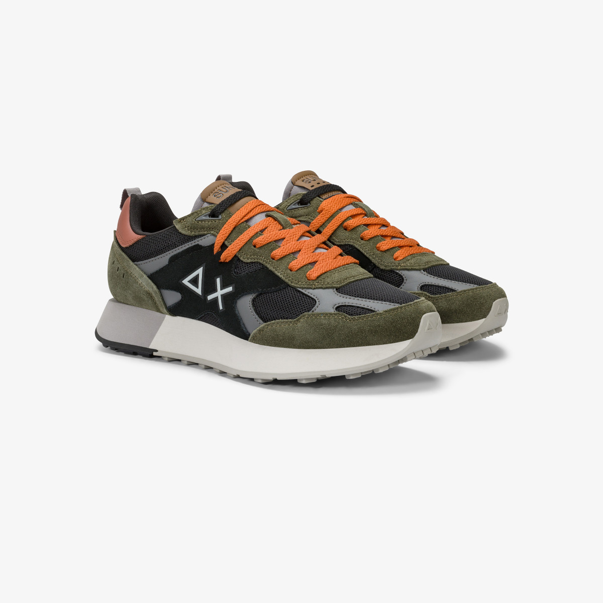 Dark military Jaki Outdoor mesh and suede sneaker