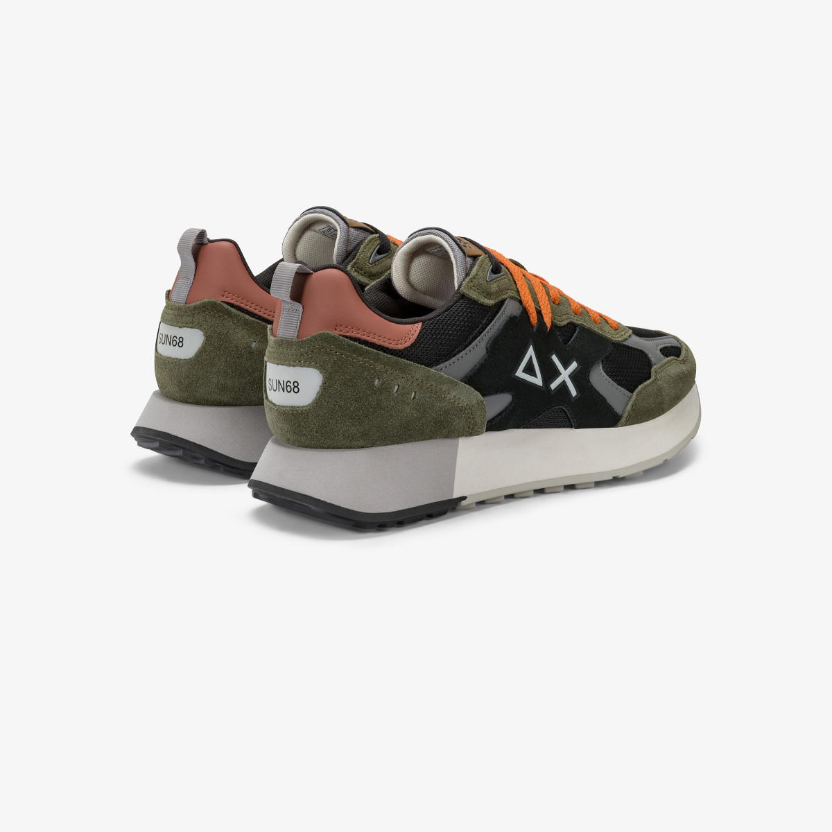 Dark military Jaki Outdoor mesh and suede sneaker