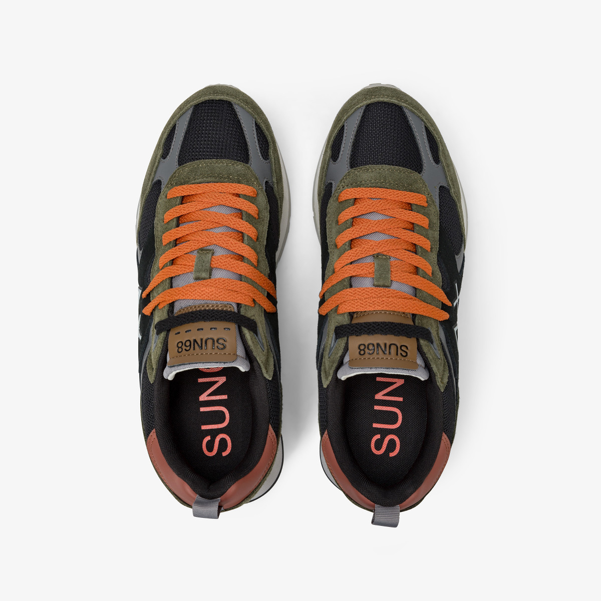 Dark military Jaki Outdoor mesh and suede sneaker
