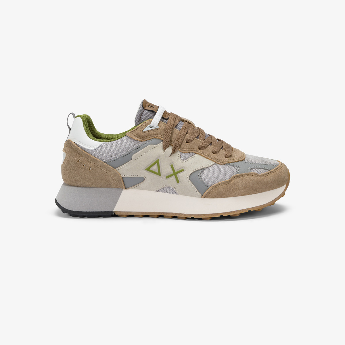 Dark beige Jaki Outdoor mesh and suede sneaker