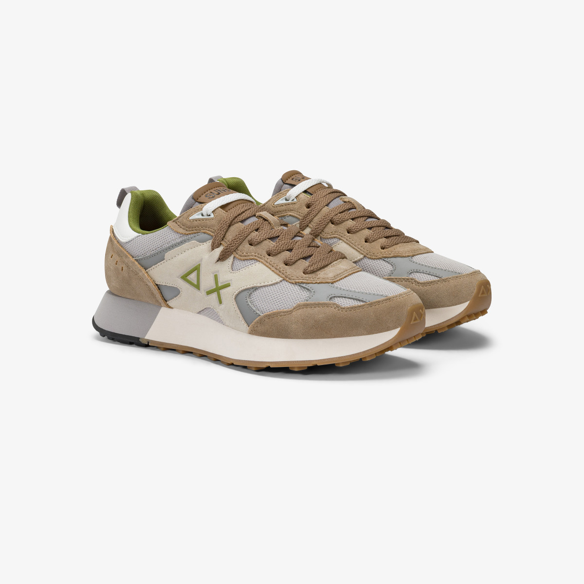 Dark beige Jaki Outdoor mesh and suede sneaker