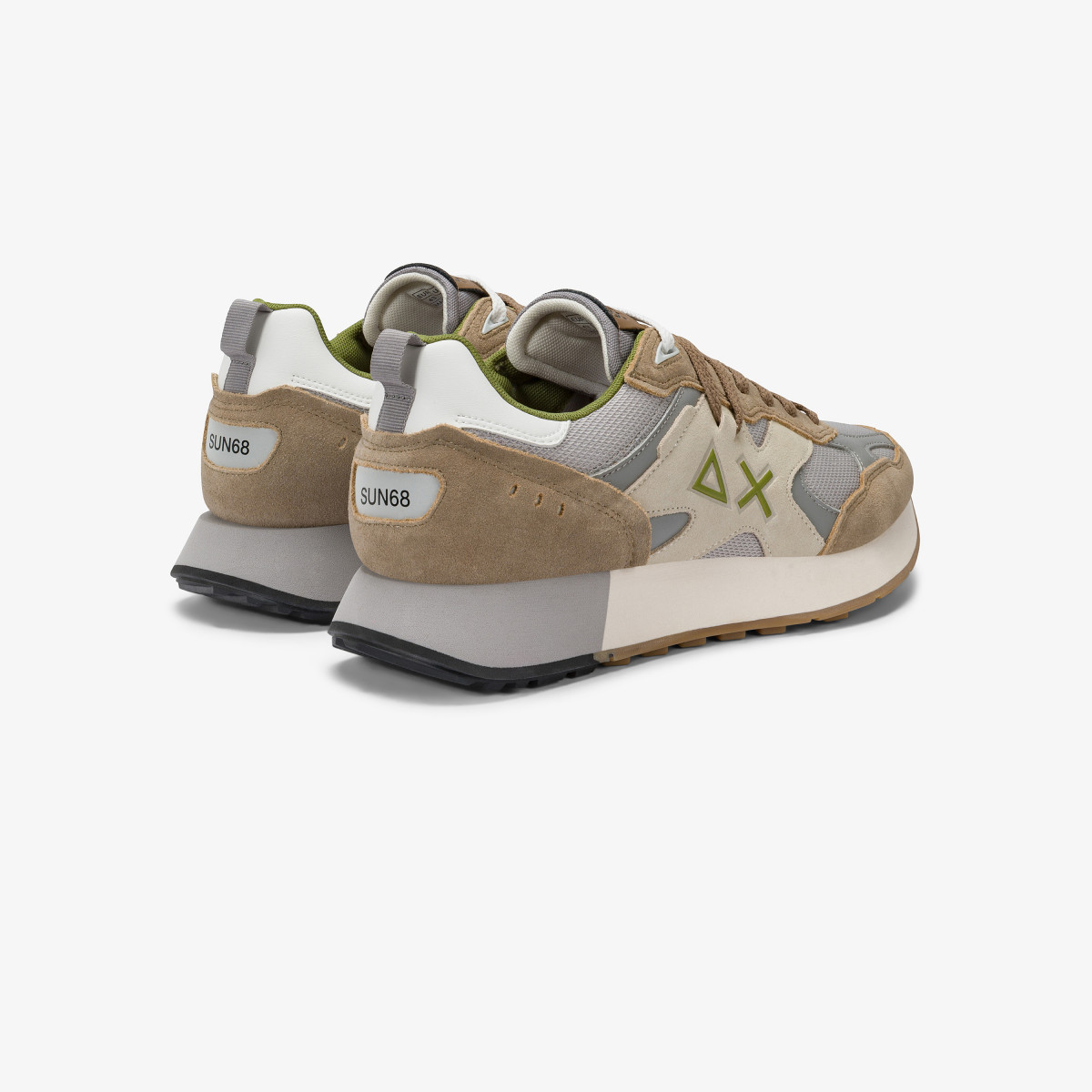 Dark beige Jaki Outdoor mesh and suede sneaker