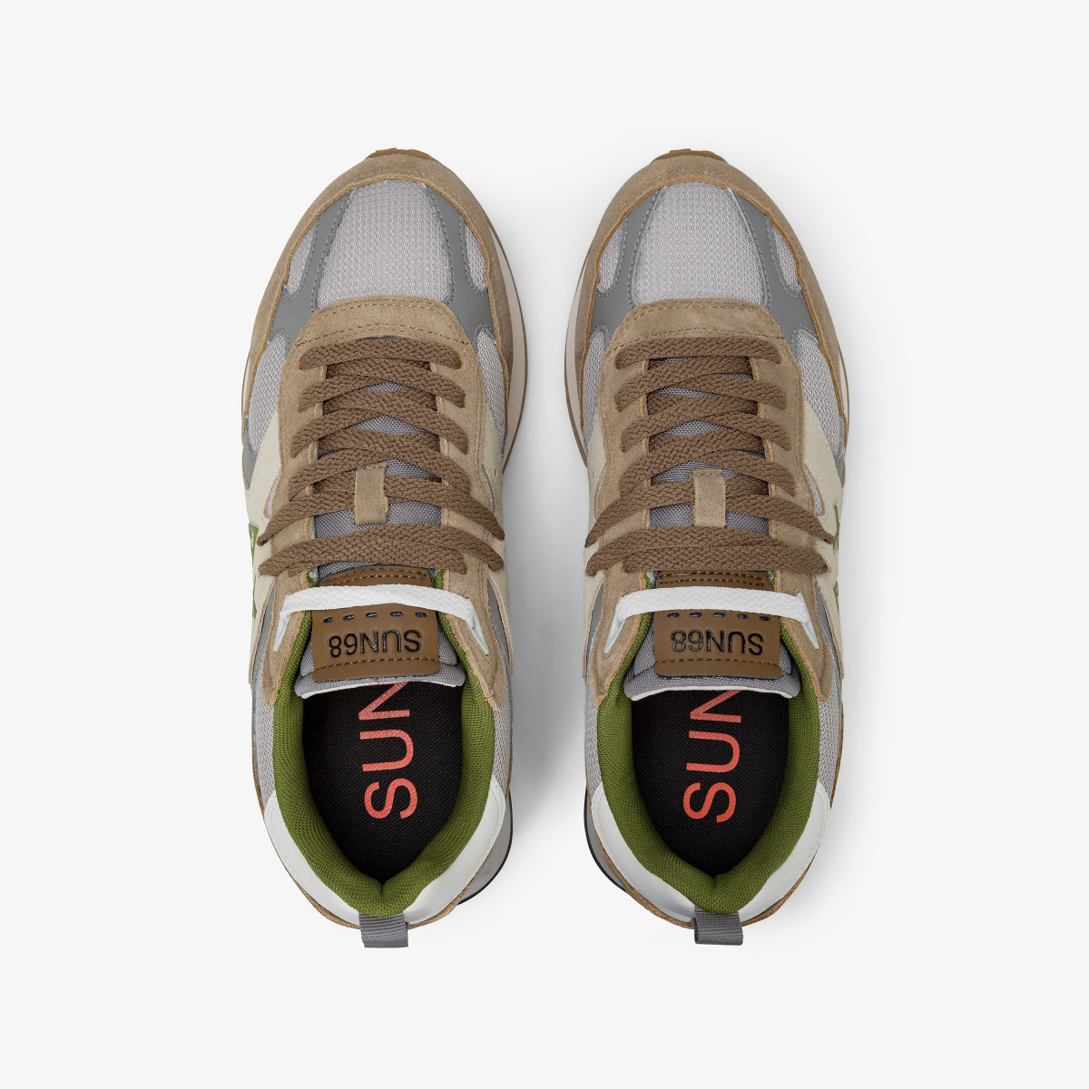 Dark beige Jaki Outdoor mesh and suede sneaker