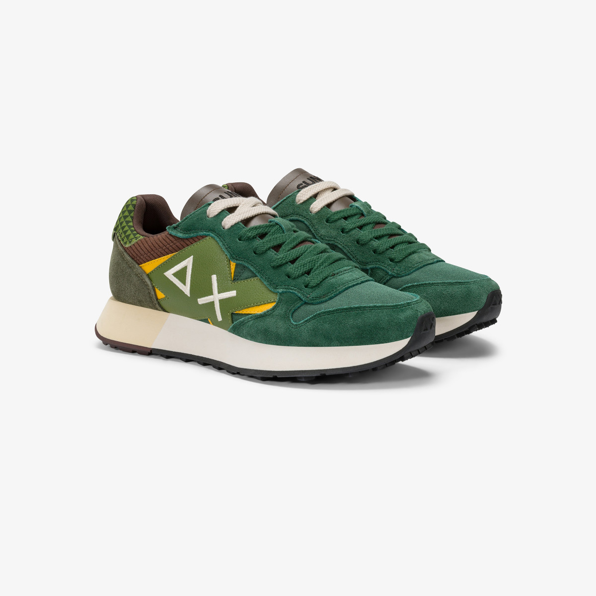 Dark green Jaki Winter nylon and suede sneaker