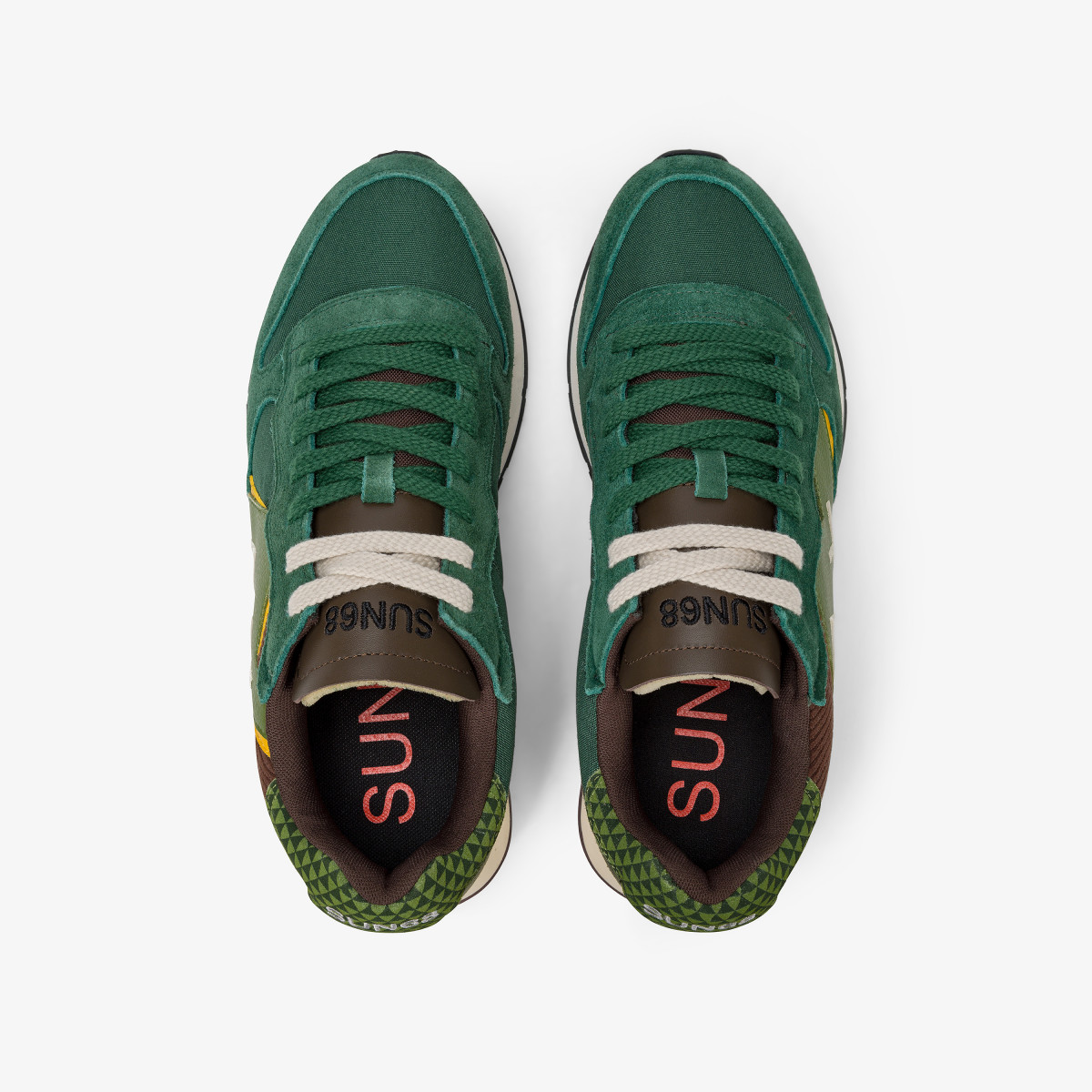 Dark green Jaki Winter nylon and suede sneaker