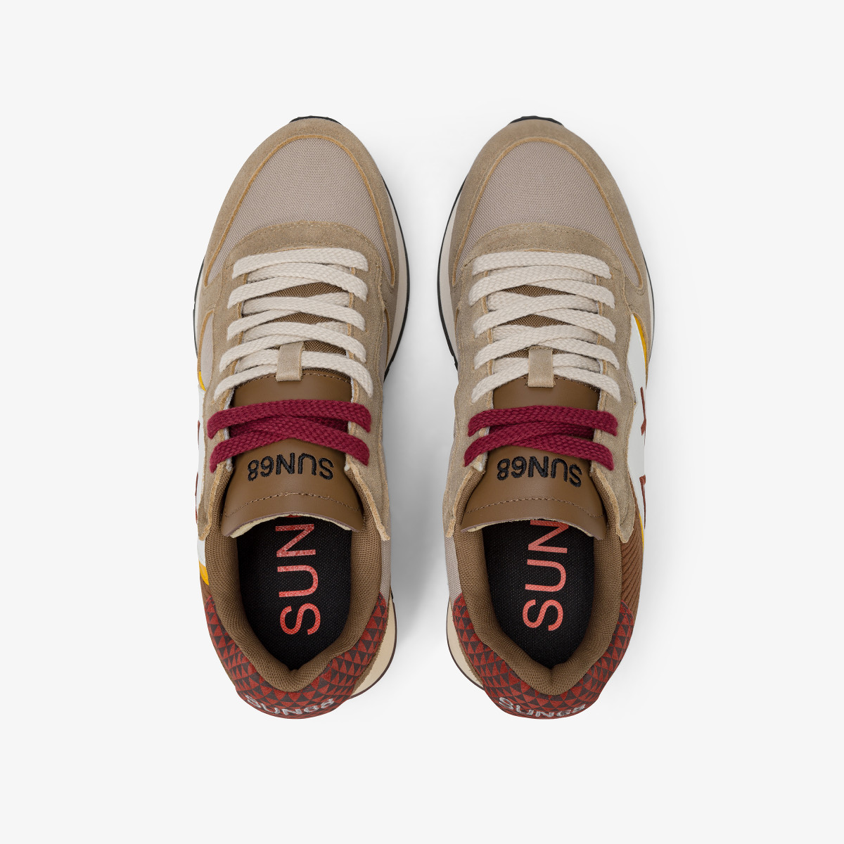 Dark beige Jaki Winter nylon and suede sneaker