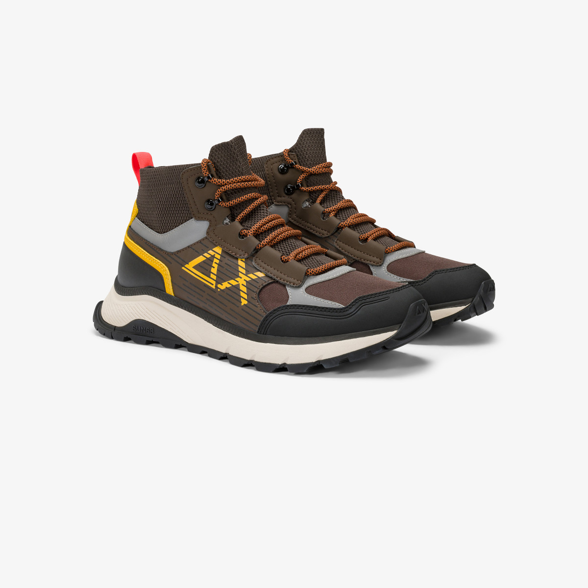 Brown Fire & Camping sporty nylon e pu sneaker