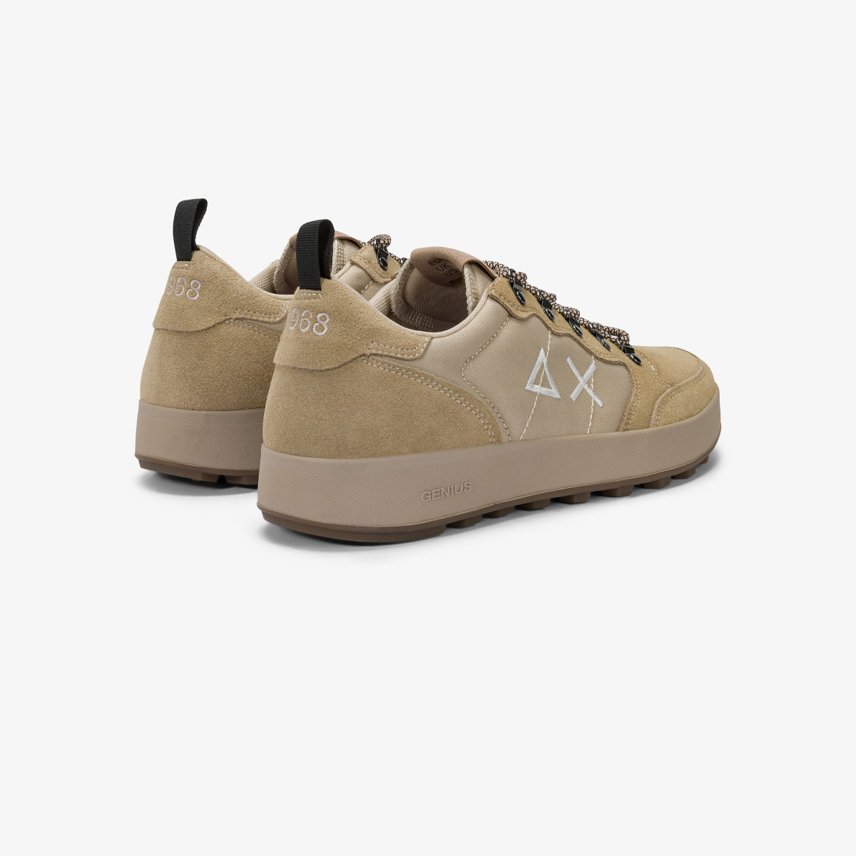 Beige Genius Solid nylon and suede sneaker