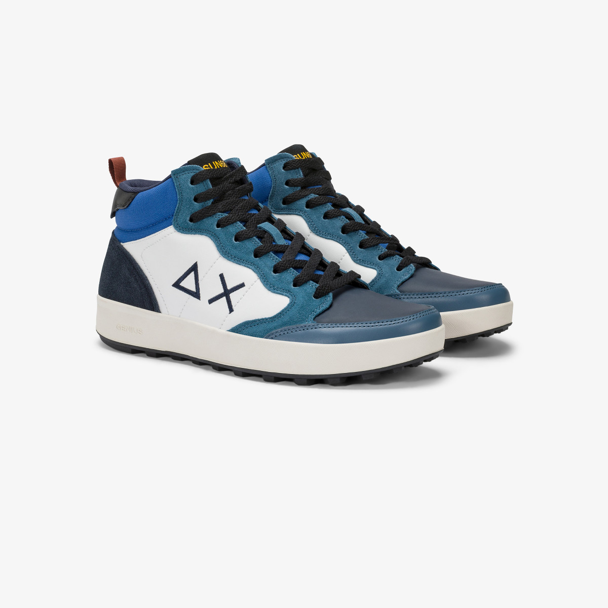 Sneaker Genius Mid in nylon e suede avio scuro