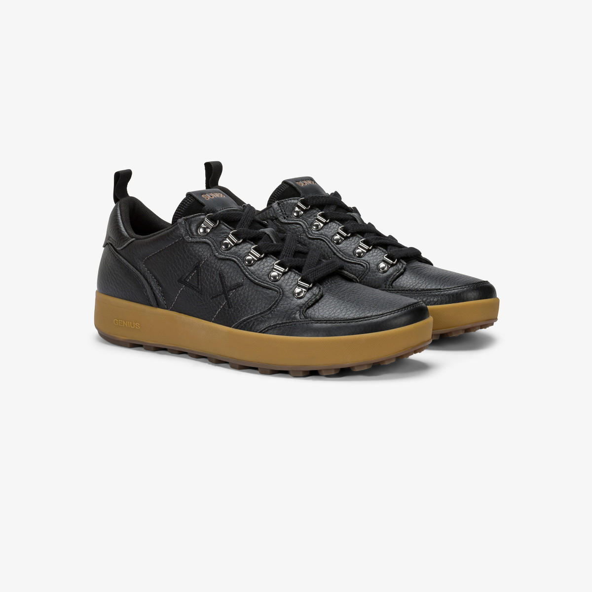Black Genius tumbled leather sneaker