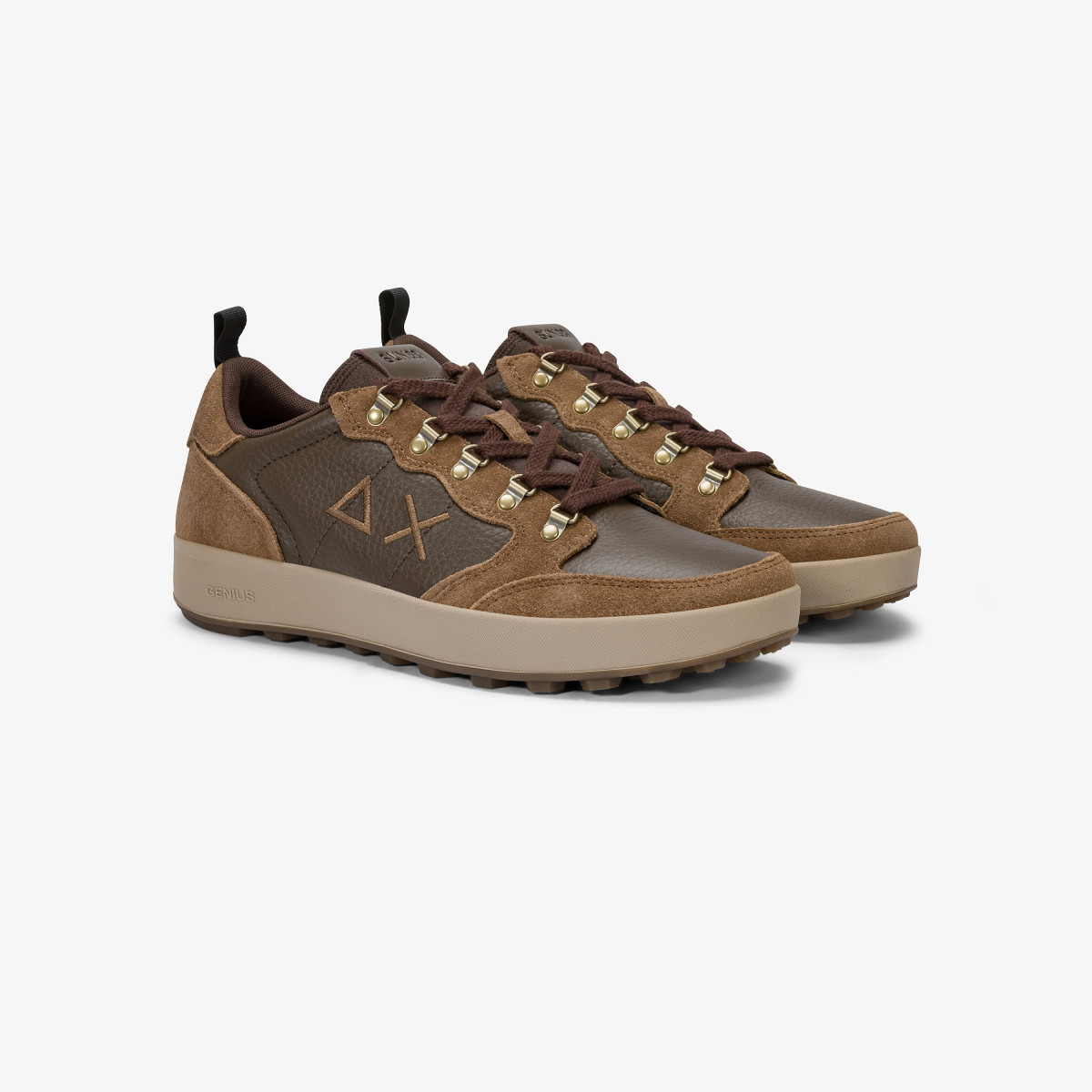 Fox Genius tumbled leather and suede sneaker