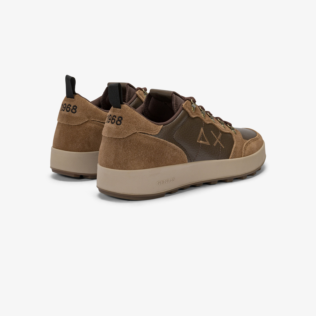 Fox Genius tumbled leather and suede sneaker