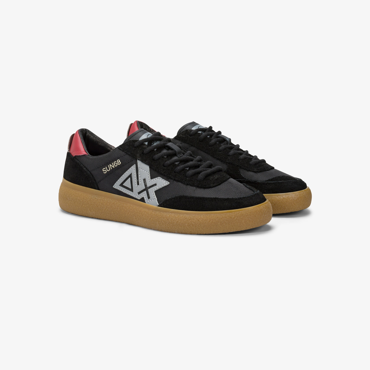 Black Luis Low tumbled leather and suede sneaker