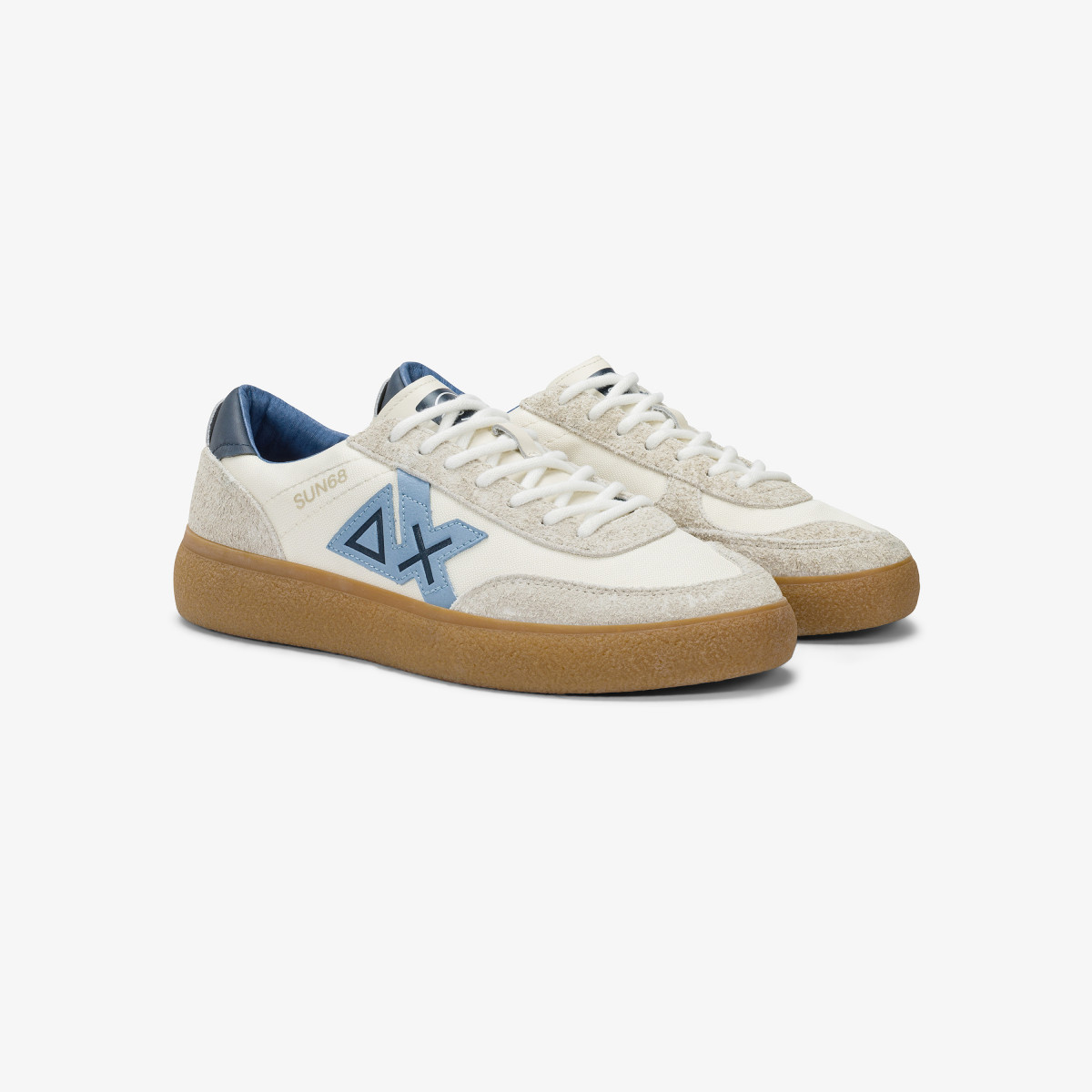 Sneaker Luis Low in suede e pelle bottalata bianco panna