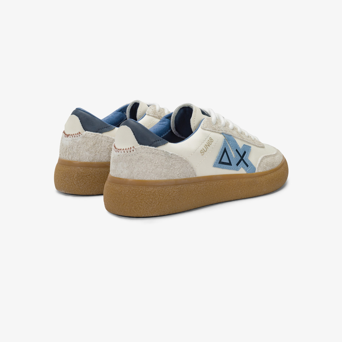 Sneaker Luis Low in suede e pelle bottalata bianco panna