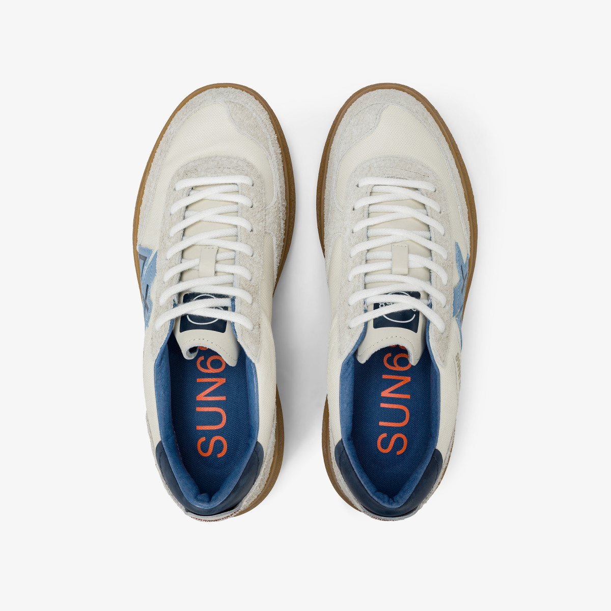 Sneaker Luis Low in suede e pelle bottalata bianco panna