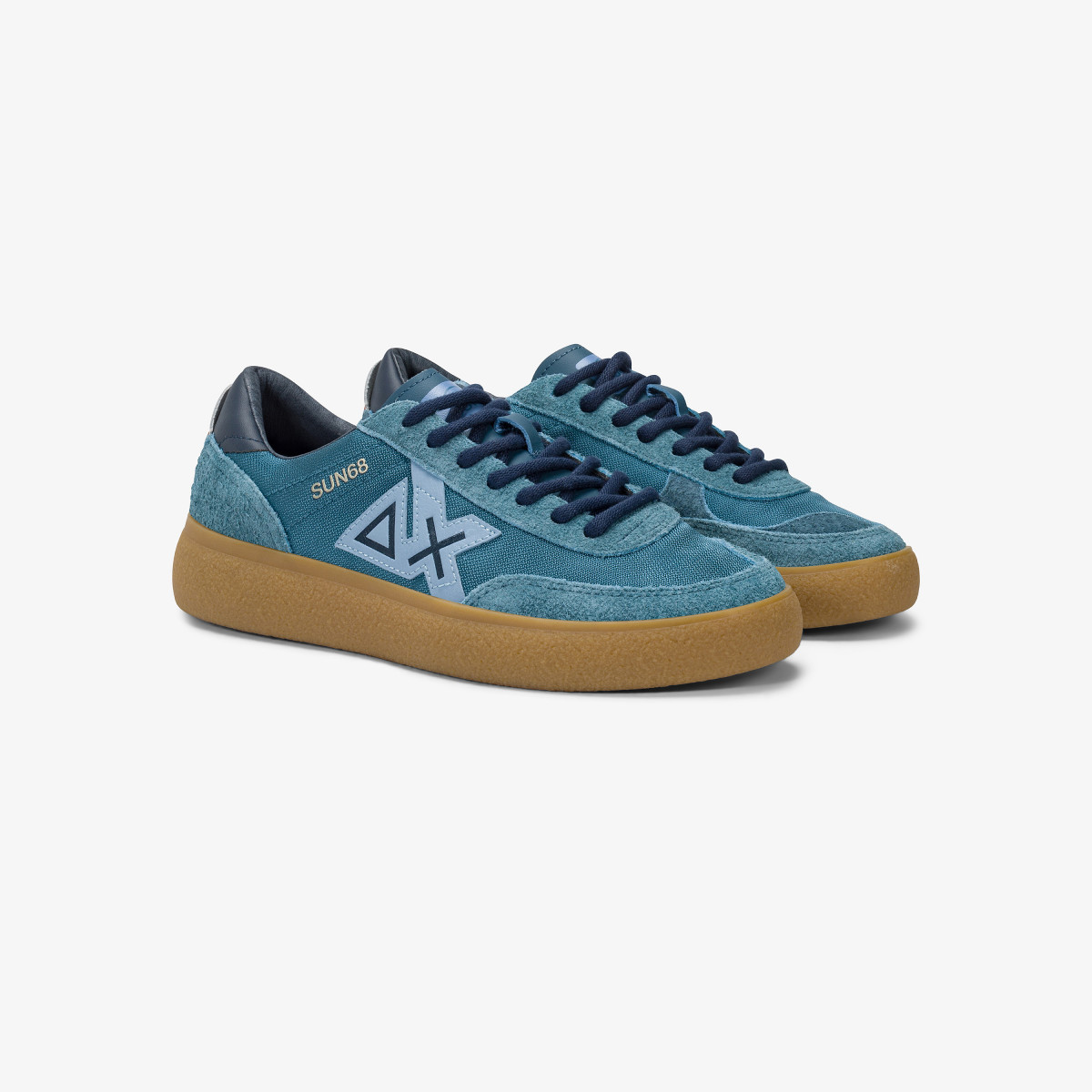 Sneaker Luis Low in suede e pelle bottalata avio scuro