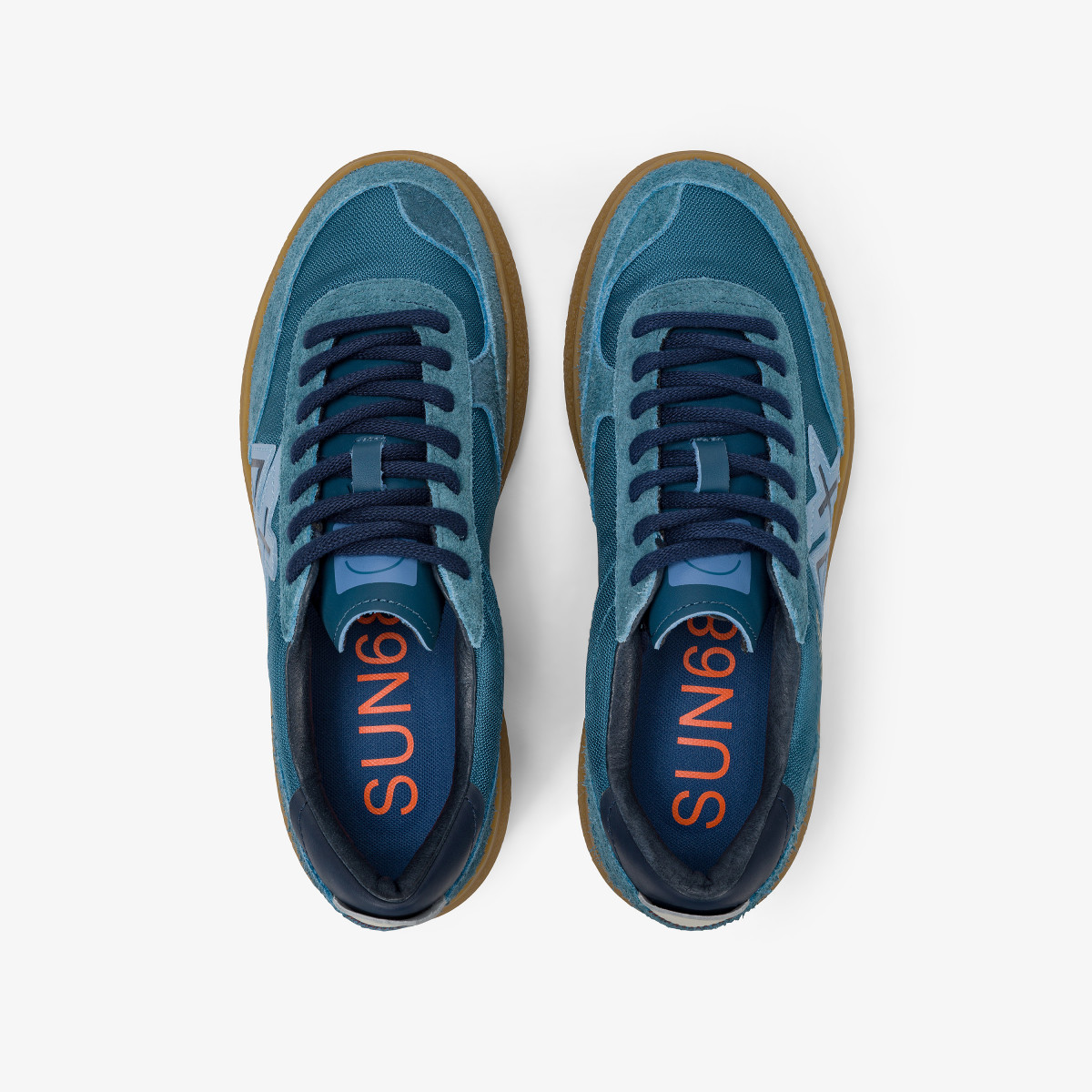 Sneaker Luis Low in suede e pelle bottalata avio scuro