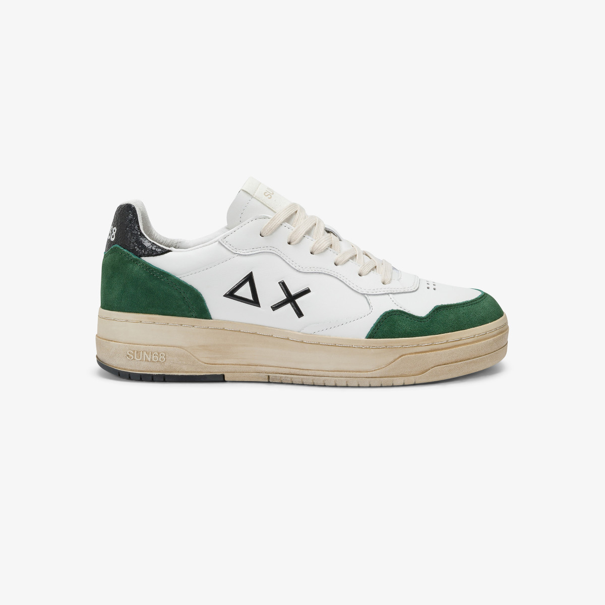 Sneaker Big Basket in pelle verde scuro