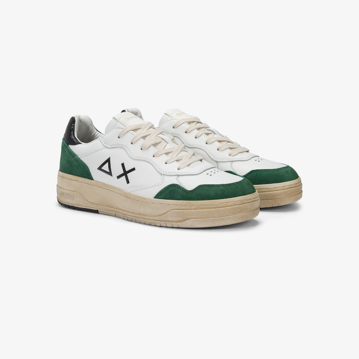 Sneaker Big Basket in pelle verde scuro