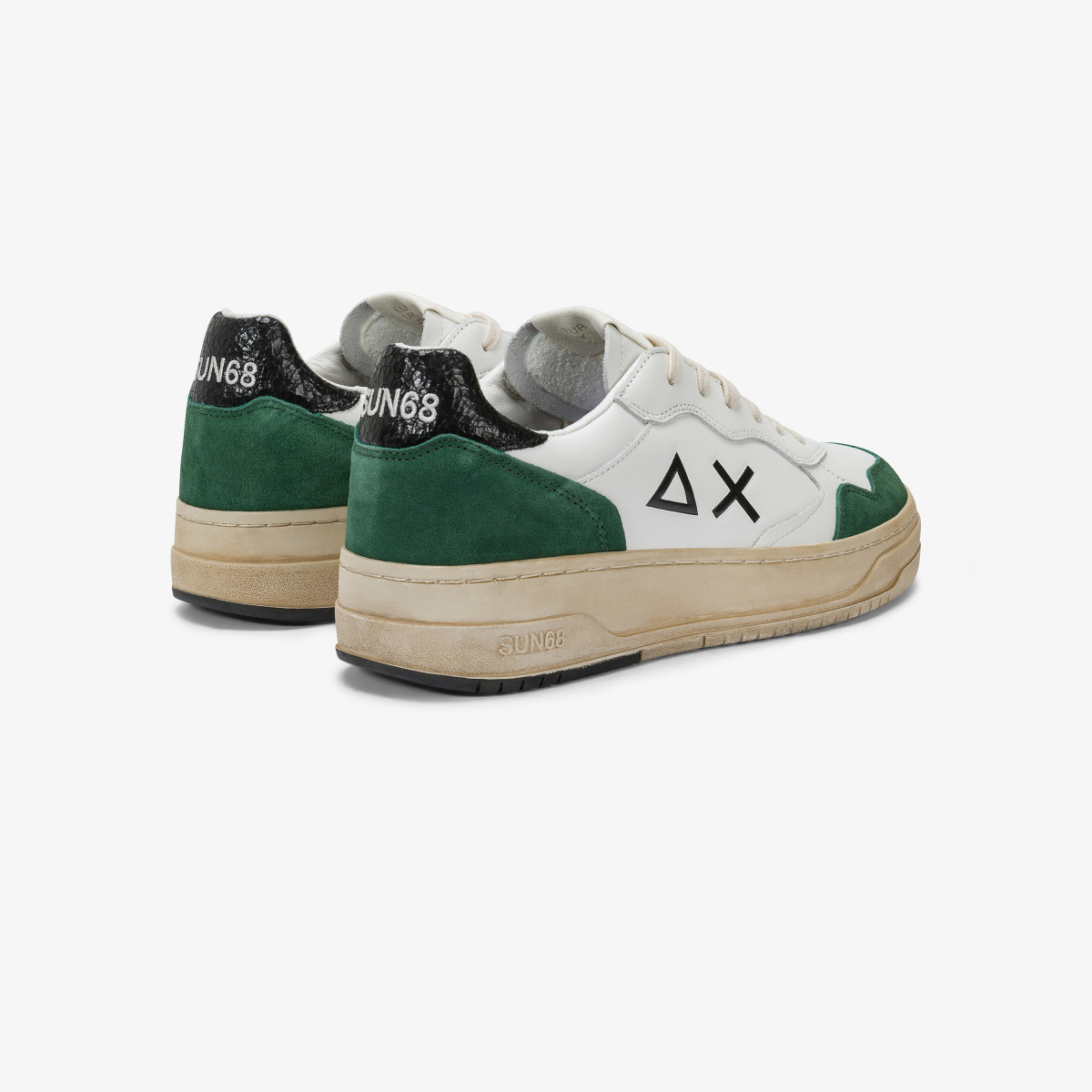 Sneaker Big Basket in pelle verde scuro