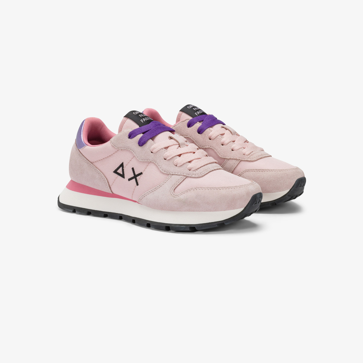 Pink Ally Solid nylon and suede sneaker