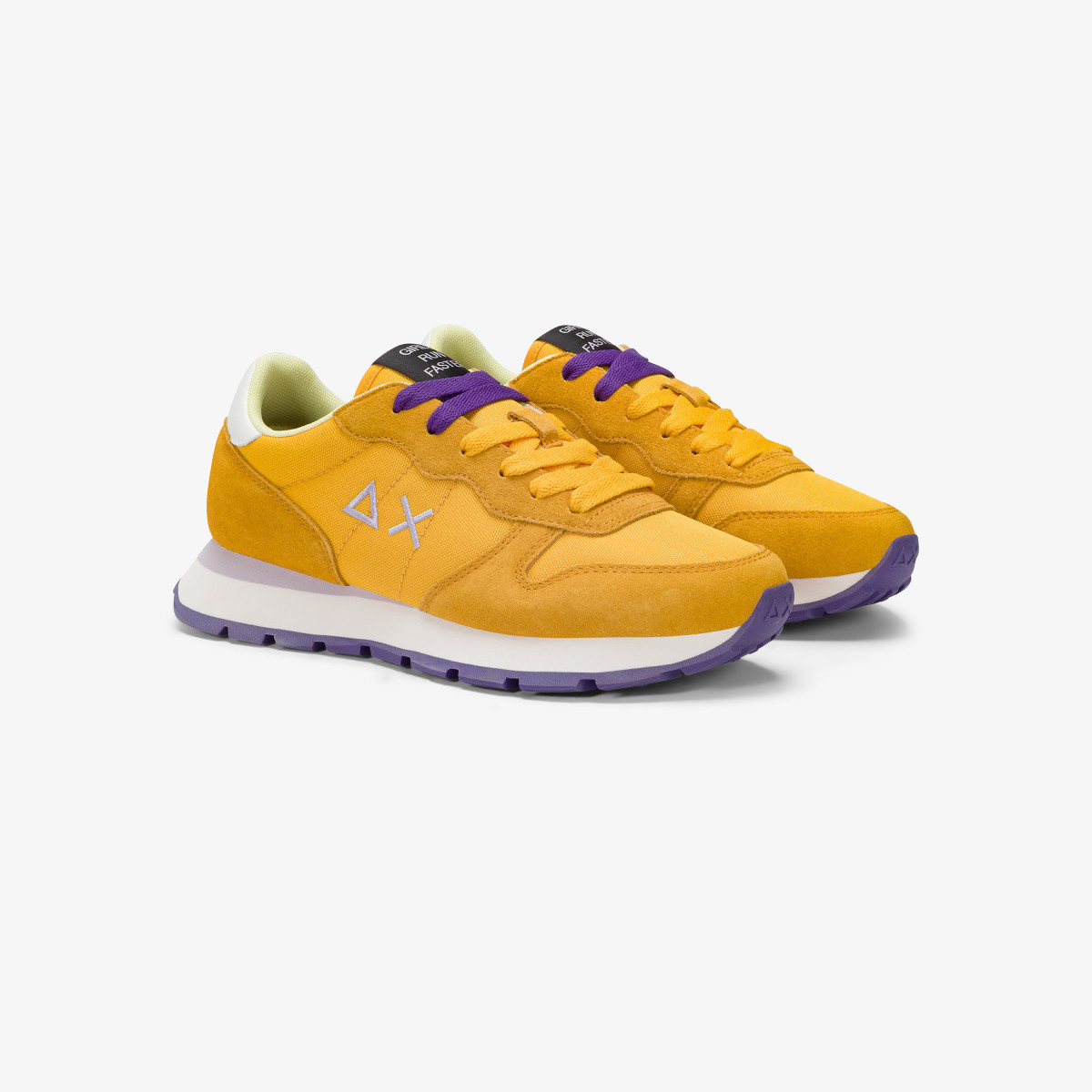 Yellow Ally Solid nylon and suede sneaker