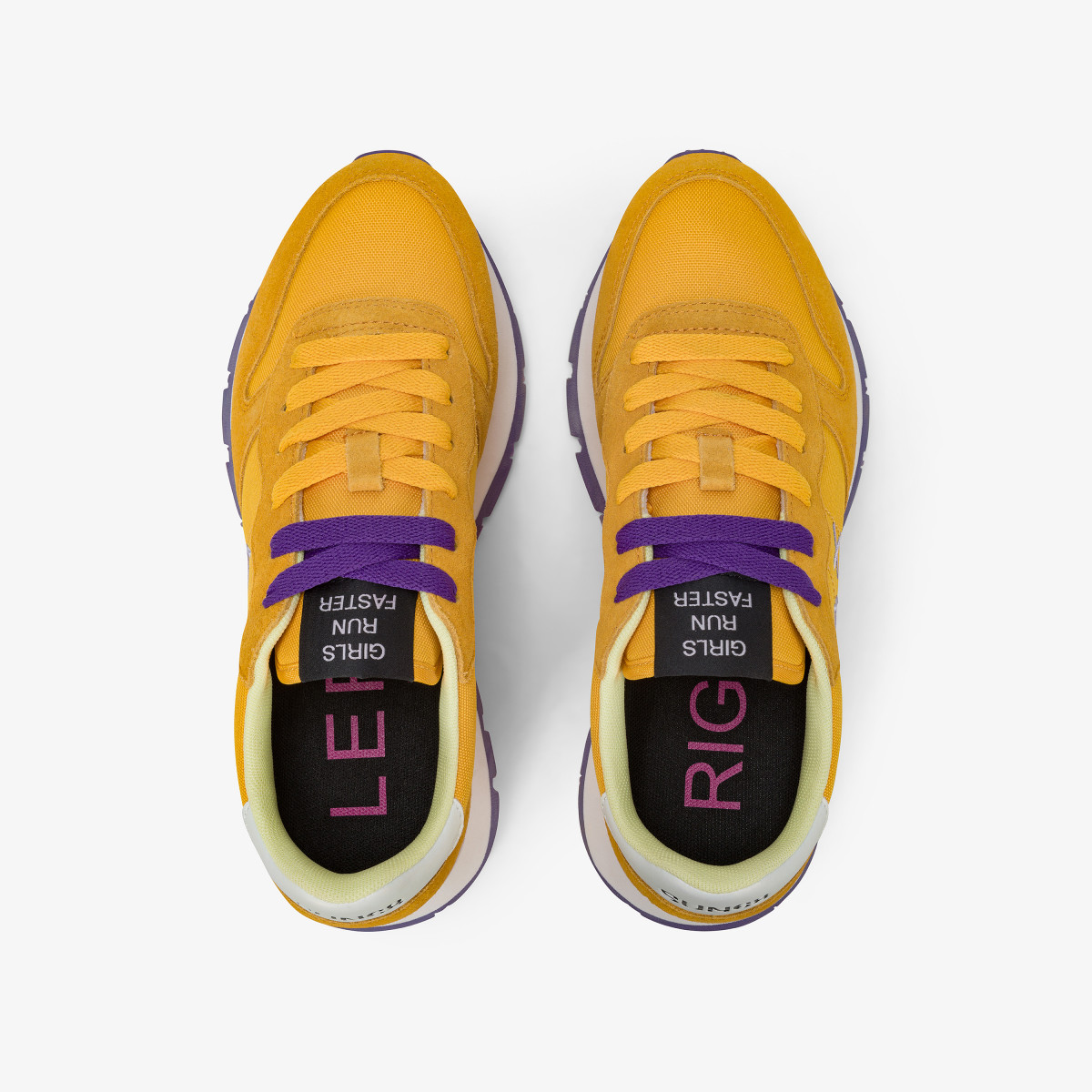 Yellow Ally Solid nylon and suede sneaker
